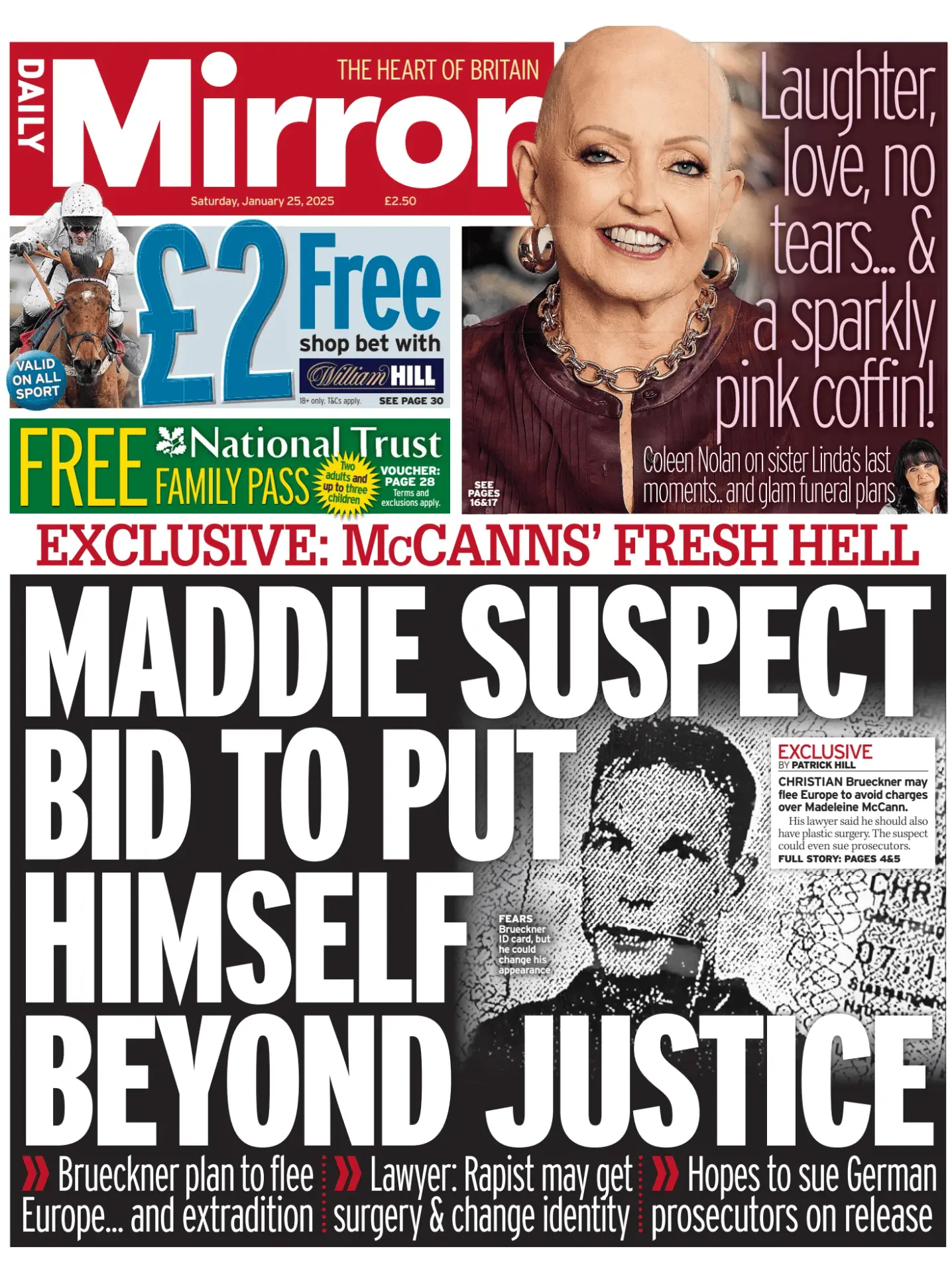 Prima-pagina-Daily Mirror-edizione-di-oggi-25-01-2025